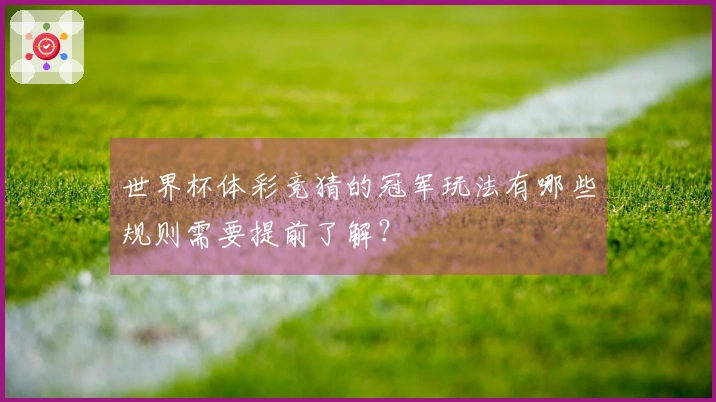 世界杯体彩竞猜的冠军玩法有哪些规则需要提前了解？